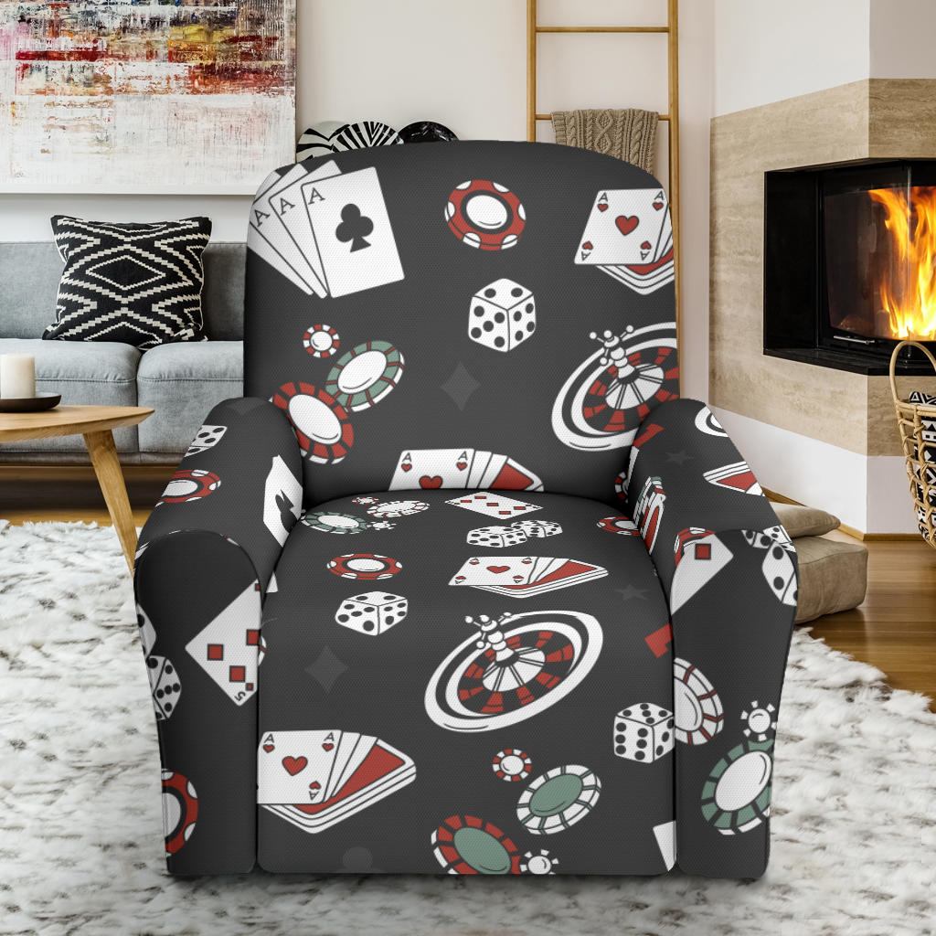 Casino Pattern Print Design 02 Recliner Slipcover with Pocket