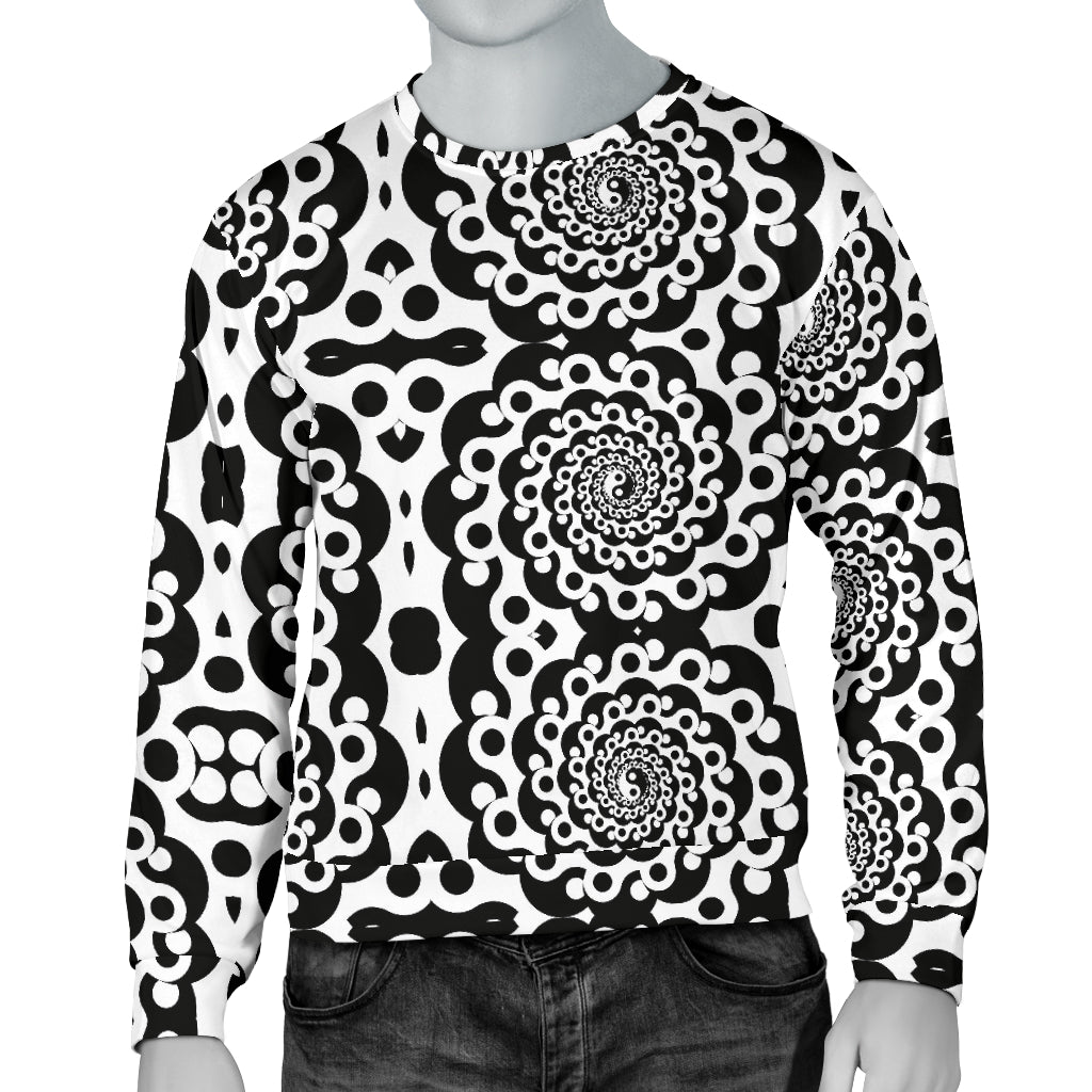 Yin Yang Spiral Design Print Men Long Sleeve Sweatshirt