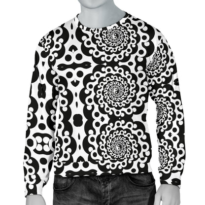 Yin Yang Spiral Design Print Men Long Sleeve Sweatshirt