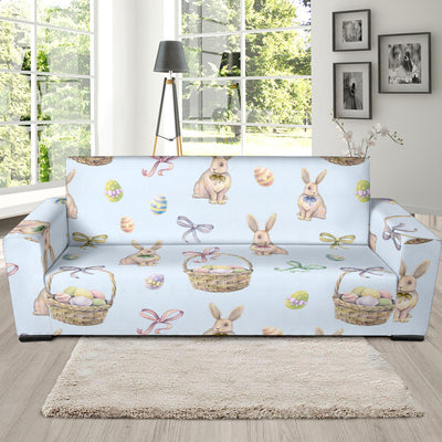 Rabbit Easter Eggs Pattern Print Design 03 Sofa Slipcover