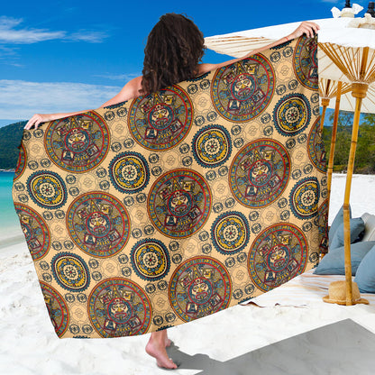 Calendar Aztec Pattern Print Design 02 Sarong Pareo Wrap