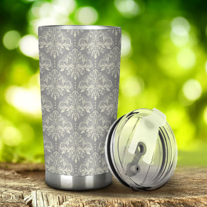 Damask Grey Elegant Print Pattern Tumbler