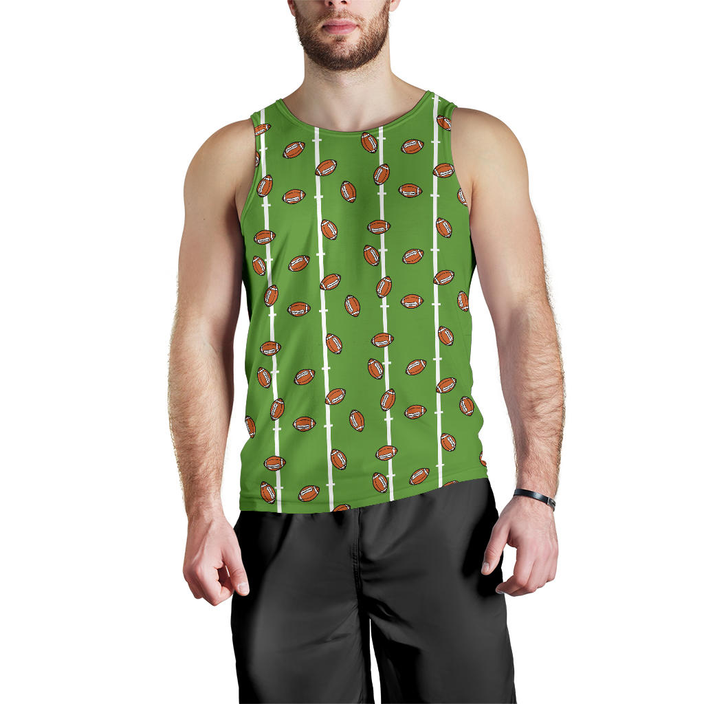 American Football on Field Themed Print Men Tank Top