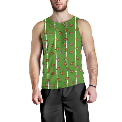 American Football on Field Themed Print Men Tank Top