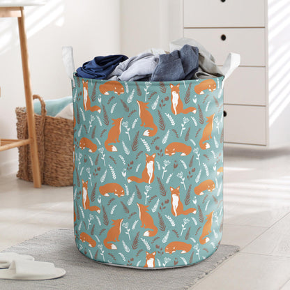 Fox Forest Print Pattern Laundry Basket