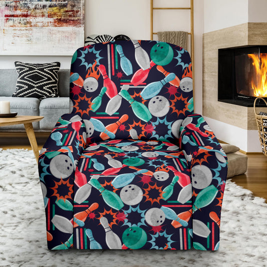Bowling Pattern Print Design 08 Recliner Slipcover with Pocket