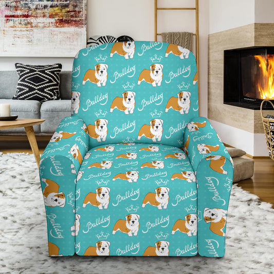 Bulldogs Pattern Print Design 05 Recliner Slipcover with Pocket