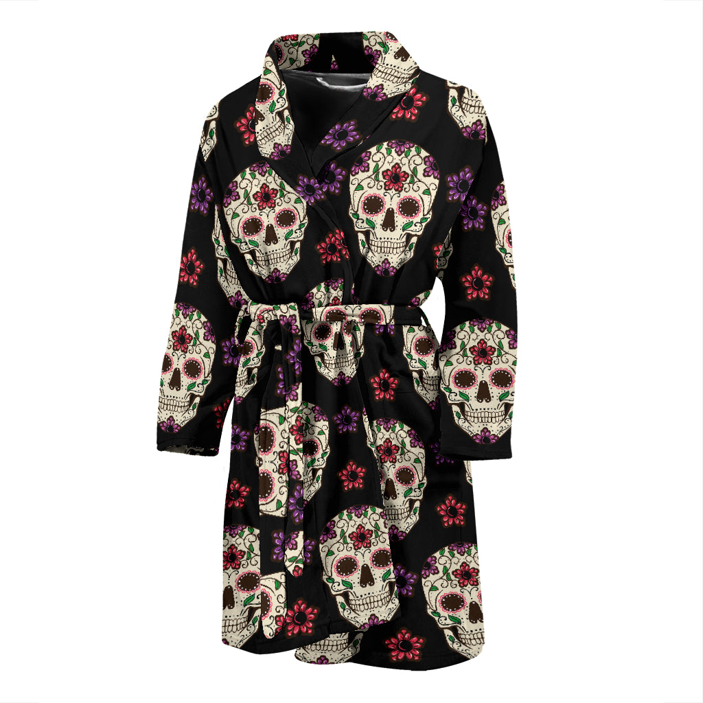 Sugar Skull Print Design LKS304 Men Bathrobe