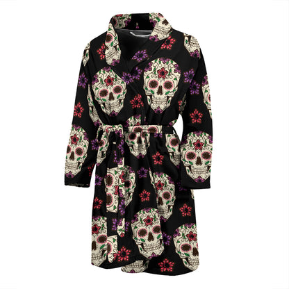 Sugar Skull Print Design LKS304 Men Bathrobe