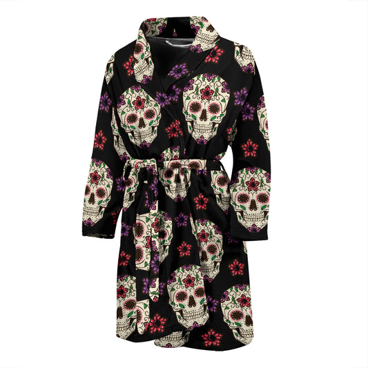 Sugar Skull Print Design LKS304 Men Bathrobe
