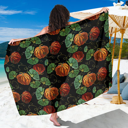 Pumpkin Pattern Print Design A02 Sarong Pareo Wrap
