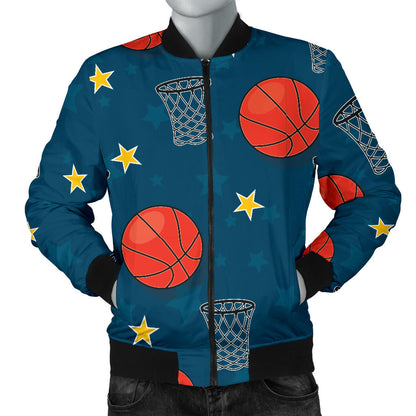 Basketball Classic Print Pattern Men Bomber Jacket