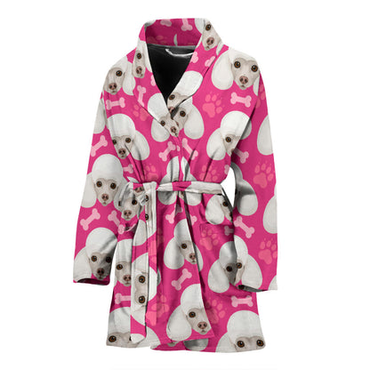 Poodle Pattern Print Design A04 Women Bathrobe