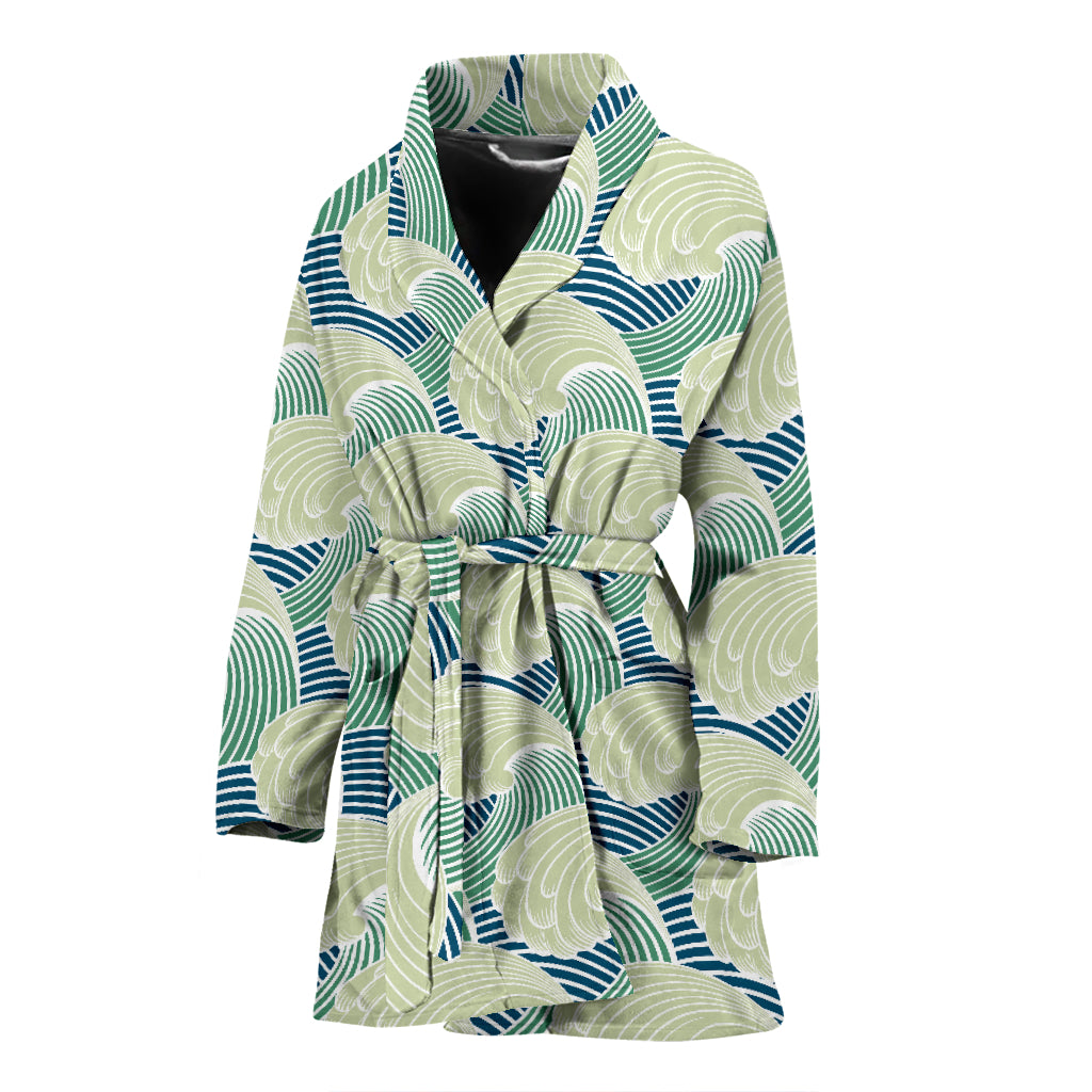 Wave Japan Style Print Design LKS302 Women Bathrobe
