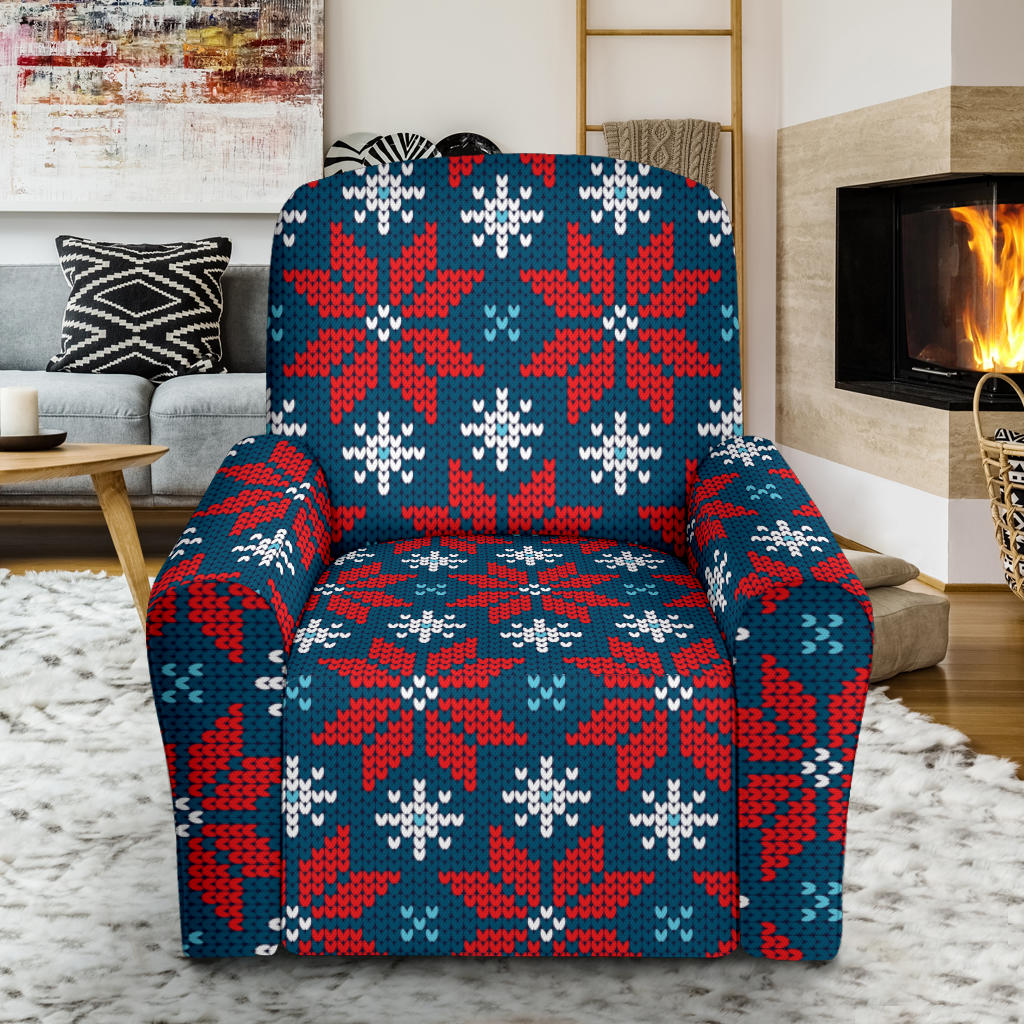 Poinsettia Pattern Print Design A02 Recliner Slipcover with Pocket