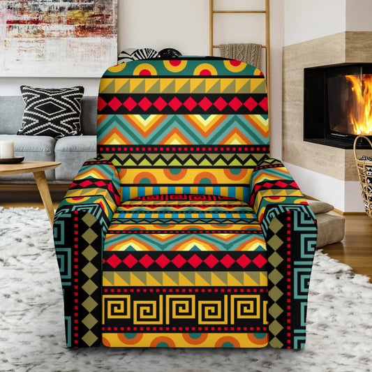 African Pattern Print Design 03 Recliner Slipcover with Pocket