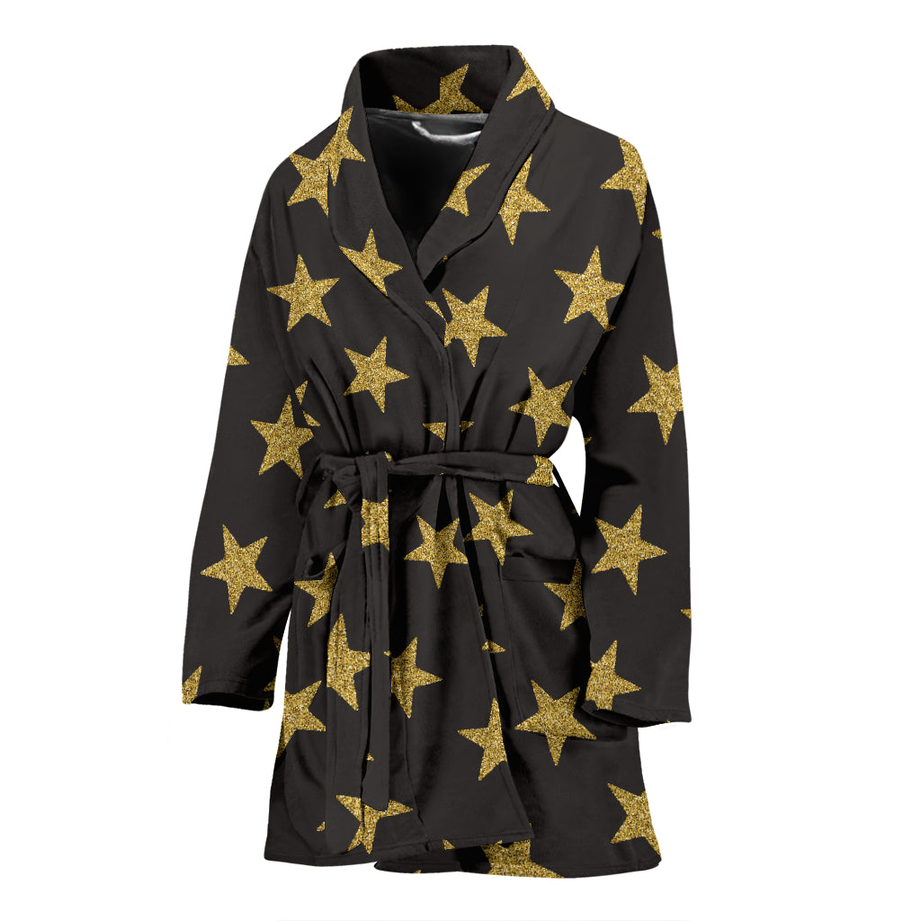 Star Gold Print Design LKS302 Women Bathrobe