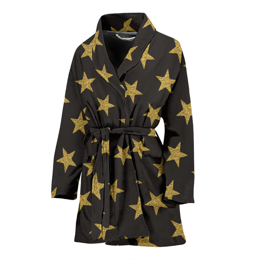 Star Gold Print Design LKS302 Women Bathrobe