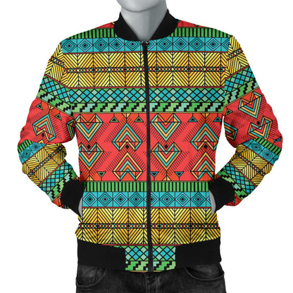 African Colorful Zigzag Print Pattern Men Bomber Jacket