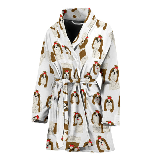 Shih Tzu Print Design LKS302 Women Bathrobe