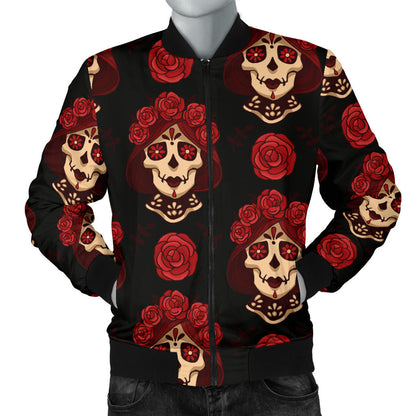 Day of the Dead Skull Girl Pattern Men Bomber Jacket