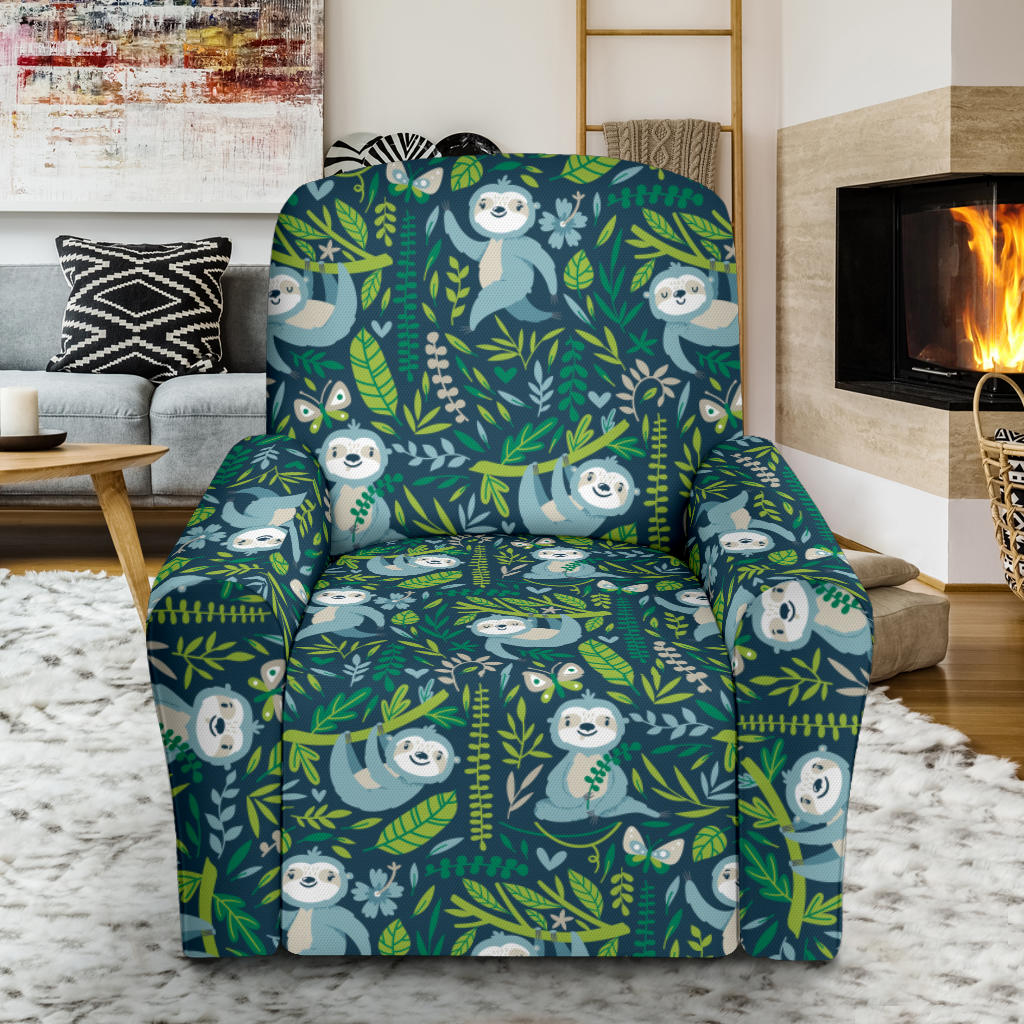 Sloth Print Design LKS304 Recliner Slipcover with Pocket