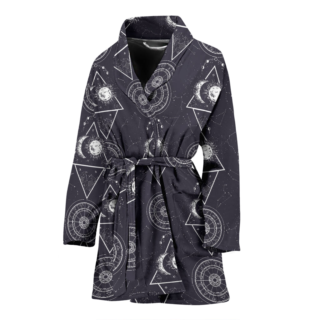 Sun Moon Print Design LKS309 Women Bathrobe