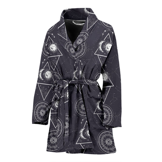 Sun Moon Print Design LKS309 Women Bathrobe