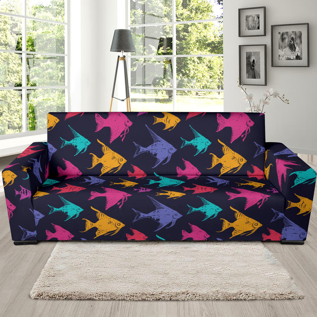 Angelfish Colorful Pattern Print Design 03 Sofa Slipcover