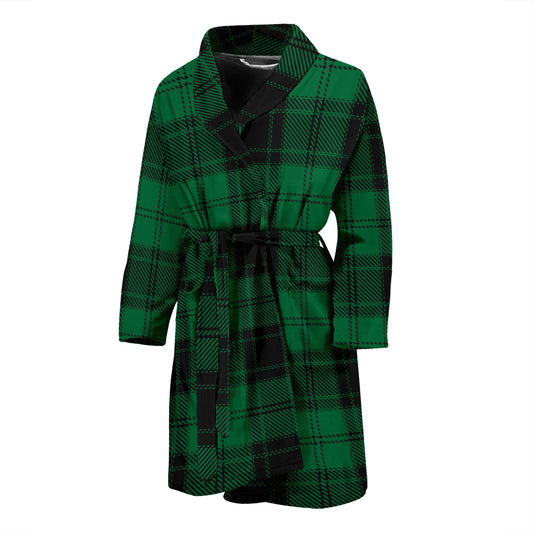 Tartan Green Print Design LKS302 Men Bathrobe