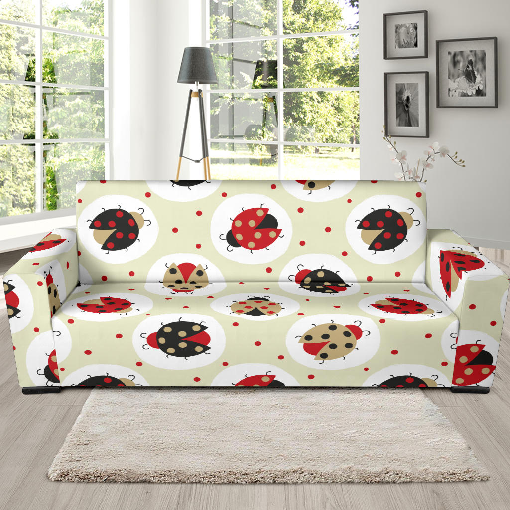 Ladybug Pattern Print Design 03 Sofa Slipcover