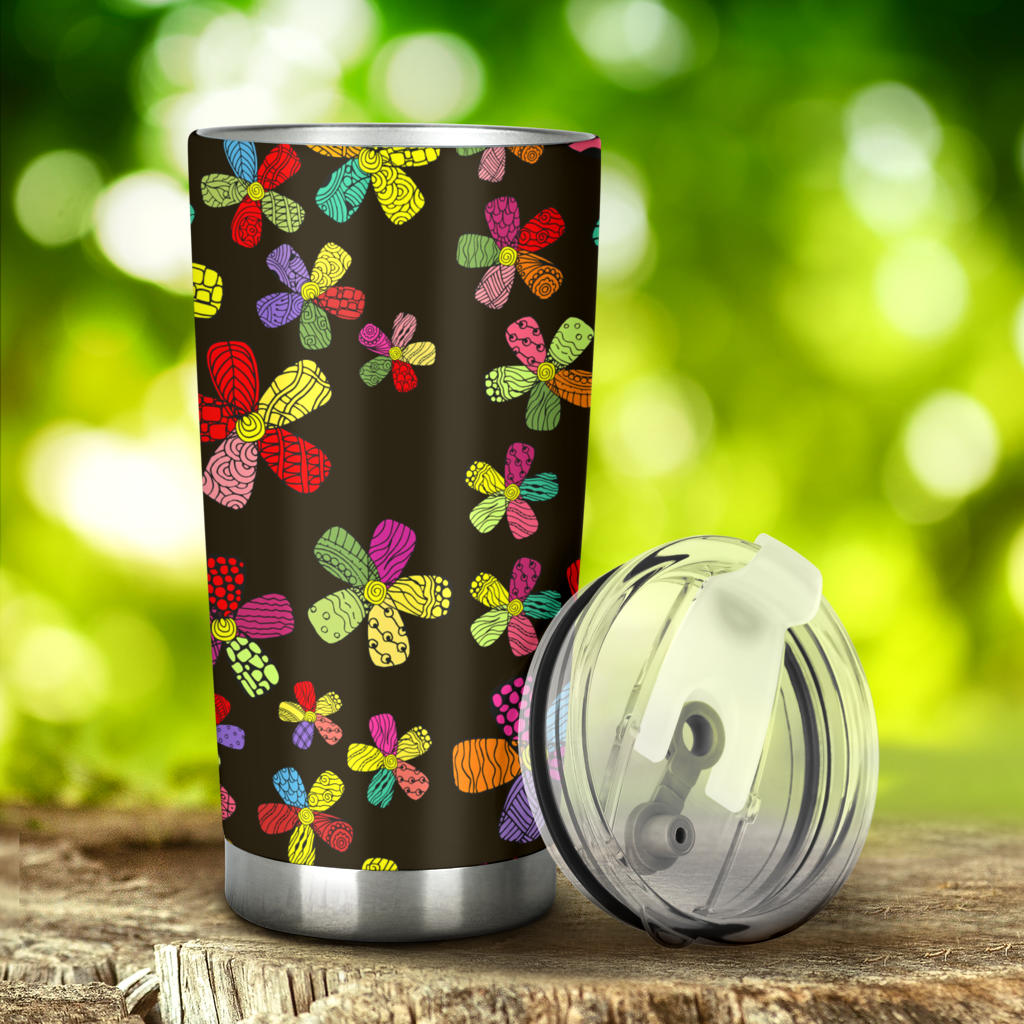 Flower Power Colorful Print Pattern Tumbler
