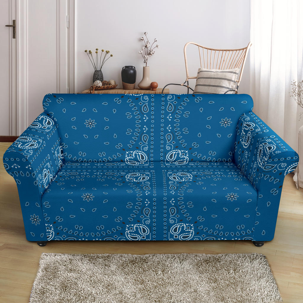 Bandana Blue Print Design LKS301 Loveseat Couch Slipcover