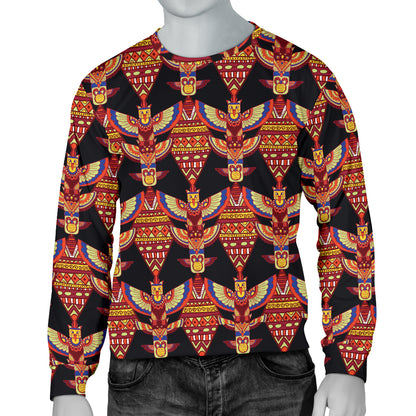 Totem Pole Print Men Long Sleeve Sweatshirt