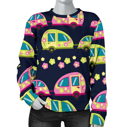 Camper Cute Camping Design No 3 Print Women Long Sleeve Sweatshirt