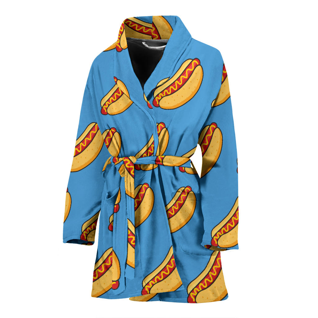 Hot Dog Pattern Print Design 02 Women Bathrobe