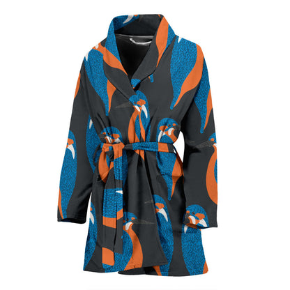 Kingfisher Pattern Print Design 03 Women Bathrobe