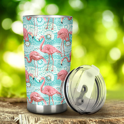 Flamingo Background Themed Print Tumbler