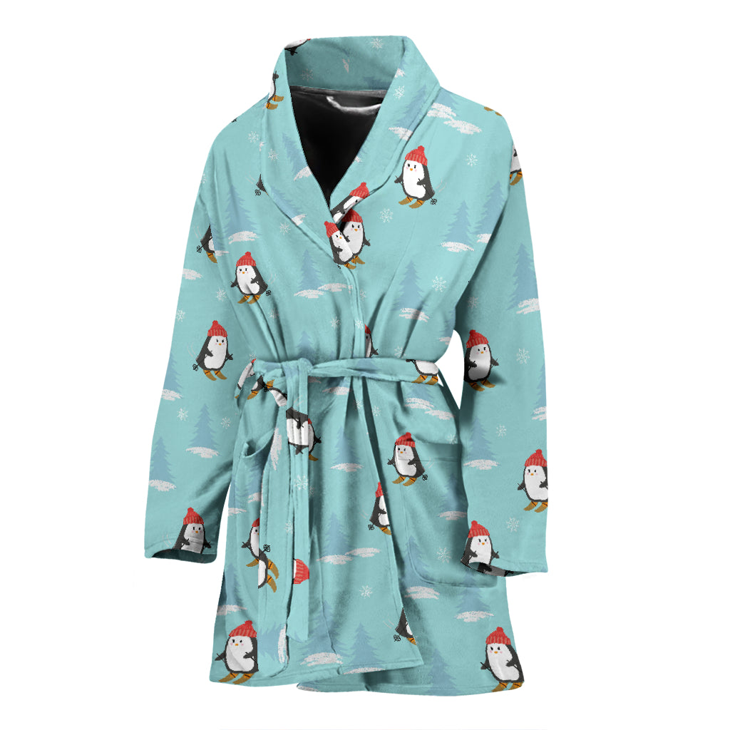 Ski Penguin Print Design LKS304 Women Bathrobe