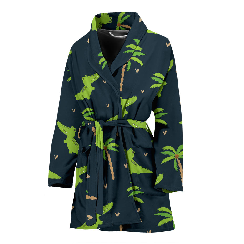 Alligator Pattern Print Design 02 Women Bathrobe