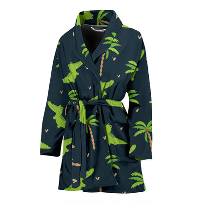 Alligator Pattern Print Design 02 Women Bathrobe