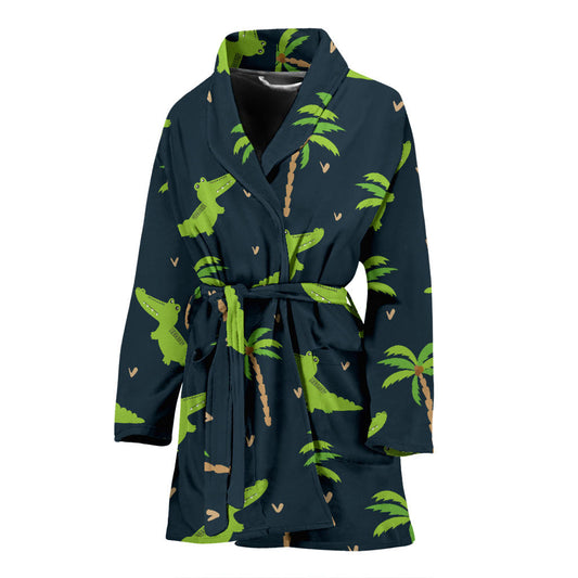 Alligator Pattern Print Design 02 Women Bathrobe