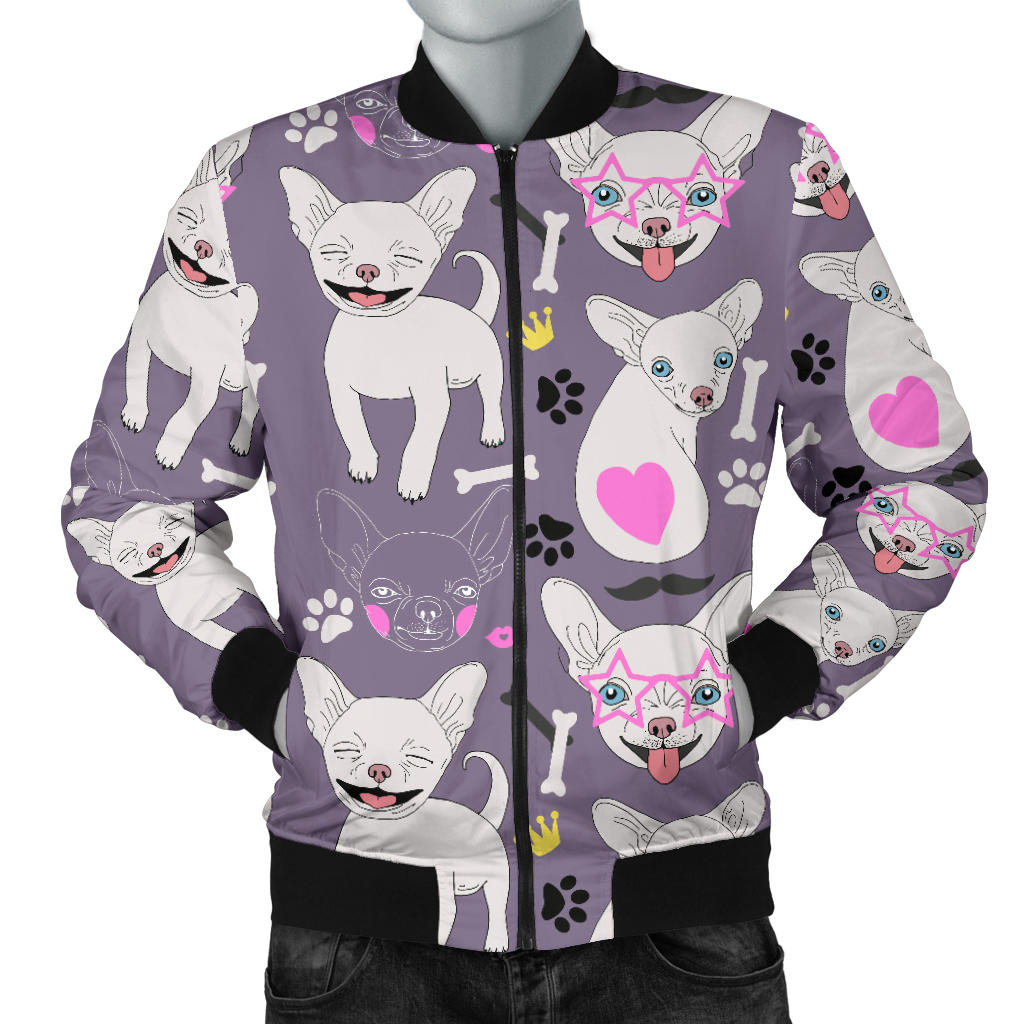 Chihuahua Happy Pattern Men Bomber Jacket