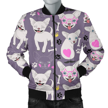 Chihuahua Happy Pattern Men Bomber Jacket