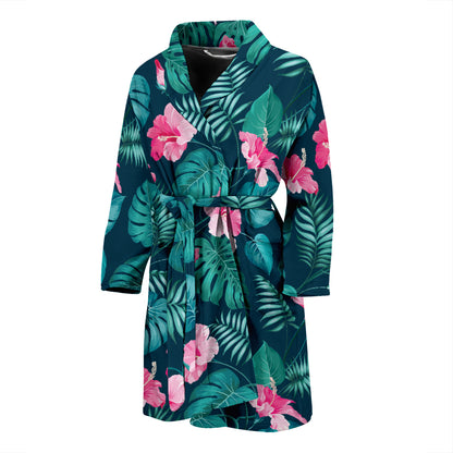 Summer Floral Print Design LKS301 Men Bathrobe