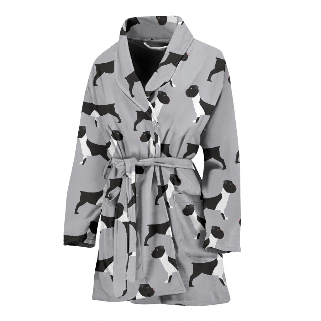 Boxers Pattern Print Design 01 Women Bathrobe