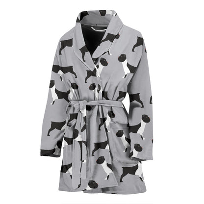 Boxers Pattern Print Design 01 Women Bathrobe
