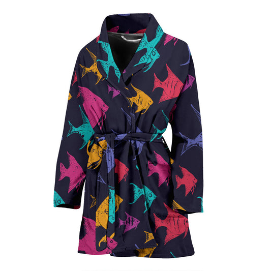 Angelfish Colorful Pattern Print Design 03 Women Bathrobe