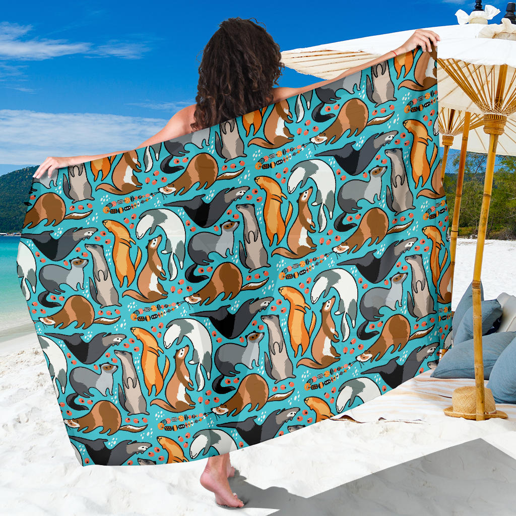Ferret Pattern Print Design 03 Sarong Pareo Wrap