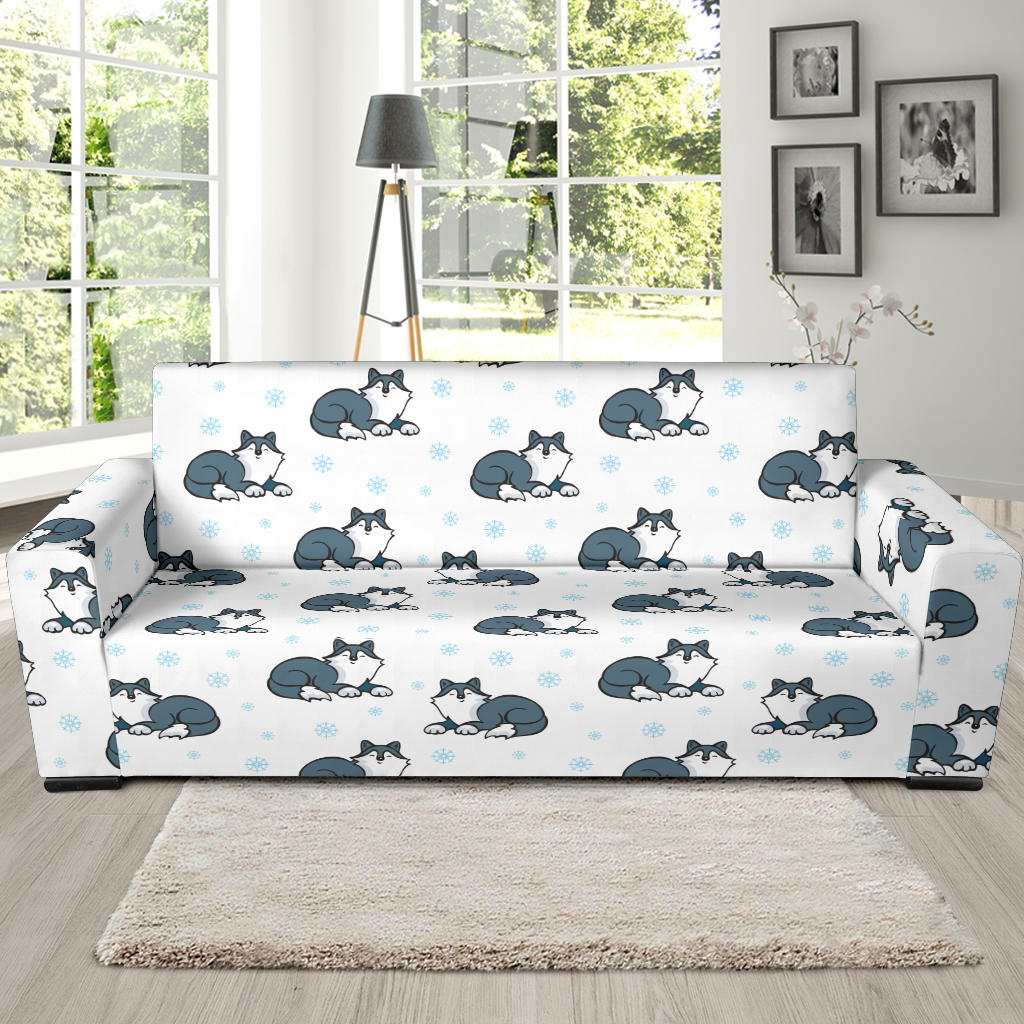 Alaskan Malamute Pattern Print Design 03 Sofa Slipcover